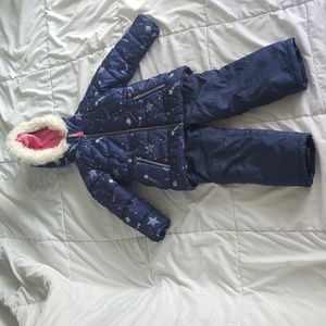 Girl's ski snow jacket and bib pants set
